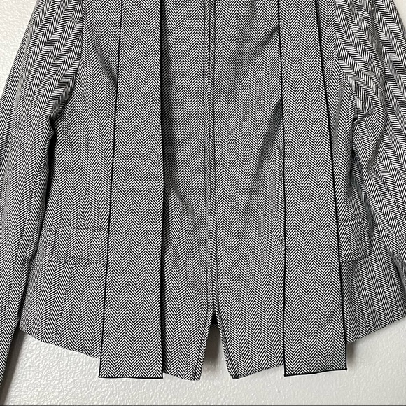 NWT Banana Republic Herringbone Removeable Tie Neck Jacket Wool Blend Gray Sz 8 - Picture 7 of 16